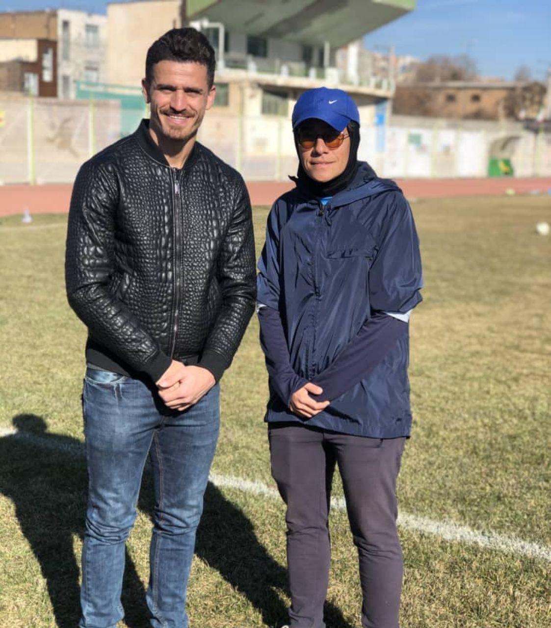 وریا غفوری در تمرین تیم لیگ‌برتری زنان کردستان